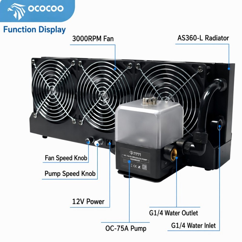 OCOCOO External  Water Cooling - External Radiator Water Cooling Kit 评论和价格